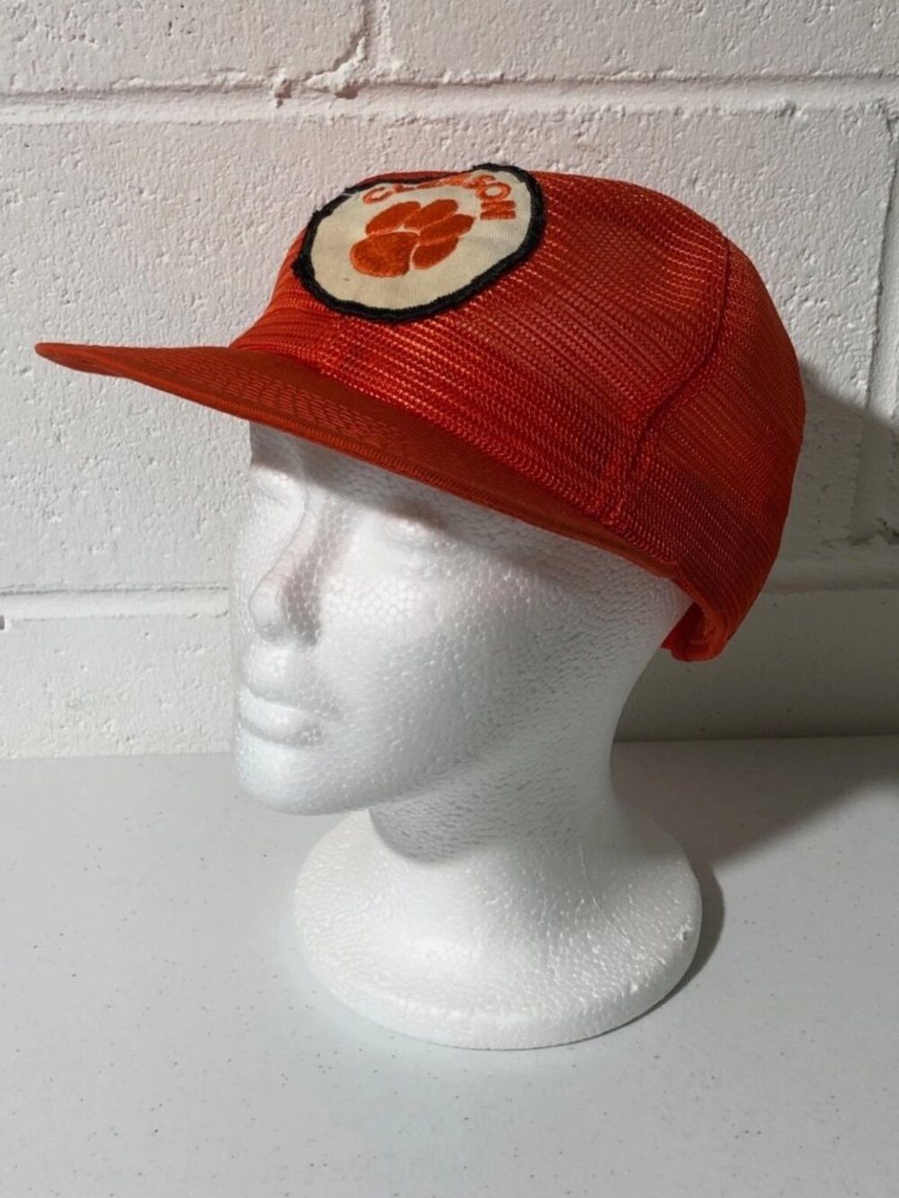 Clemson Tigers Vintage Trucker Hat K Brand Full Mesh Snapback Patch Orange VGC